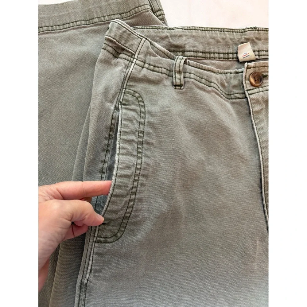 Old Navy‎ Womens Olive Green Wide Leg Utility Pants Size 12 Tall Canvas Trousers
